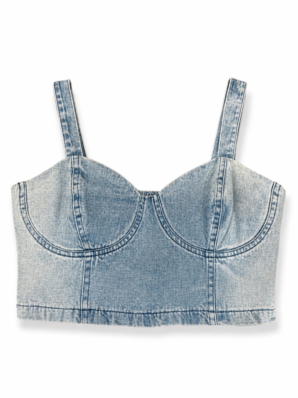 Hurley Denim Bustier Crop Top | Light Wash | NWT Size S - Picture 3 of 3